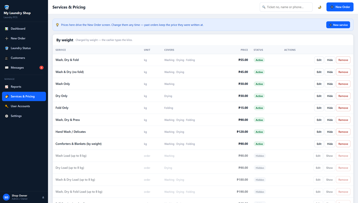 Services & pricing